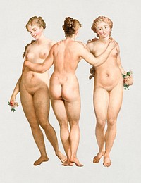 Vintage nude women psd illustration, remix from artworks by Jean François Janinet