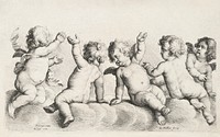 Three cherubs and two boys on clouds (1646) by Wenceslaus Hollar. Original from The MET Museum. Digitally enhanced by rawpixel.