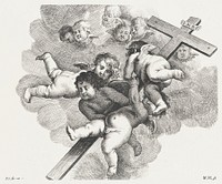 Four cherubs carrying a cross (ca. 1640–1652). Original from The MET Museum. Digitally enhanced by rawpixel.