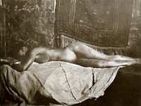 Reclining Nude. Liggend naakt (1800&ndash;1900) by George Hendrik Breitner. Original from The Rijksmuseum. Digitally enhanced by rawpixel.