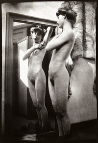 Standing Nude. Vrouwelijk naakt voor spiegel (ca. 1890&ndash;1910) by George Hendrik Breitner. Original from The Rijksmuseum. Digitally enhanced by rawpixel.