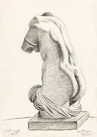 Nude Sketch. Gips van antiek beeld van vrouwelijk torso (1827) by Johannes Tavenraat. Original from The Rijksmuseum. Digitally enhanced by rawpixel.