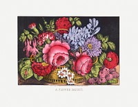 Flower basket (ca. 1872) by Currier &amp; Ives. Original from The Library of Congress. Digitally enhanced by rawpixel.