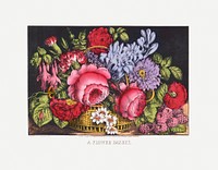 Flower basket (ca. 1872) by Currier & Ives. Original from The Library of Congress. Digitally enhanced by rawpixel.