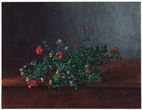 Still Life with Wild Flowers (1864) watercolor in high resolution by the famous L&eacute;on Bonvin. Original from the Cleveland Museum of Art. Digital enhanced by rawpixel.