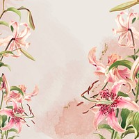 Vintage pink lilies psd background, remix from artworks by L. Prang & Co.