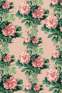 Vintage pink rose floral pattern psd illustration, remix from artworks by L. Prang & Co.