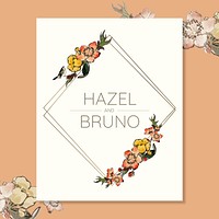 Save the date with floral frame