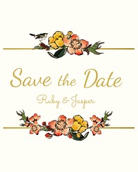 Save the date with floral design