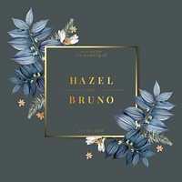 Floral wedding invitation card design vector