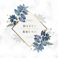 Floral wedding invitation card design vector