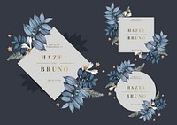 Set of floral wedding frame design vectors