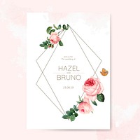 Wedding invitation card decorated with roses