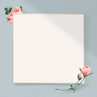 Floral square golden frame vector