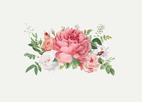 Vintage blooming roses design element illustration