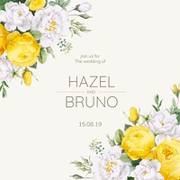 Blooming wedding invitation card illustration