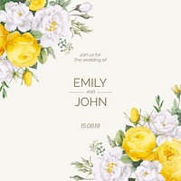 Blooming wedding invitation card vector
