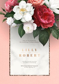 Beautiful roses wedding invitation card template vector