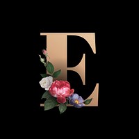 Classic and elegant floral alphabet font letter E vector