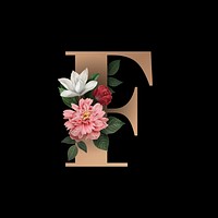 Classic and elegant floral alphabet font letter F vector