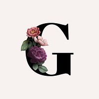 Classic and elegant floral alphabet font letter G