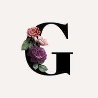 Classic and elegant floral alphabet font letter G vector
