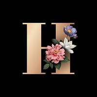 Classic and elegant floral alphabet font letter H