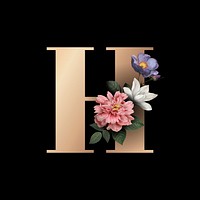 Classic and elegant floral alphabet font letter H vector