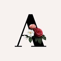 Floral alphabet font letter A Classic and elegant style