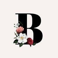 Classic and elegant floral alphabet font letter B
