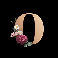 Classic and elegant floral alphabet font letter O
