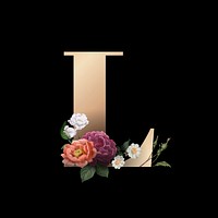 Classic and elegant floral alphabet font letter L vector