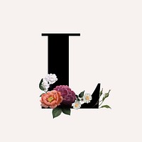 Classic and elegant floral alphabet font letter L