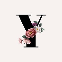 Classic and elegant floral alphabet font letter Y vector