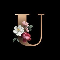 Classic and elegant floral alphabet font letter U vector