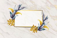 Golden rectangular frame decorated with colorful leaves vector