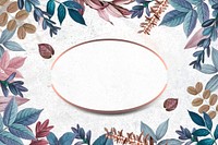 Rose gold oval frame on a concrete background vector