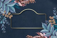 Golden badge frame on a colorful leaf background vector