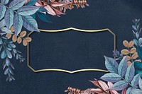 Golden badge frame on a colorful leaf background vector