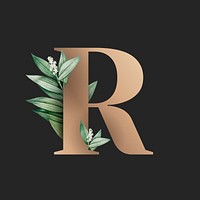 Botanical capital letter R vector