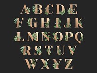 Botanical capital alphabet collection vector