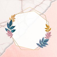 Golden frame decorated with colorful leaves illustration