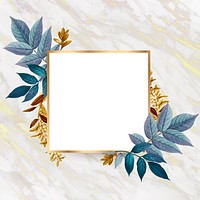 Golden frame decorated with colorful leaves vector