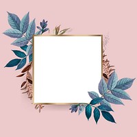 Golden frame decorated with colorful leaves vector