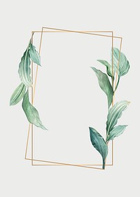 Gold frame decorated with hand drawn tropical leaves poster