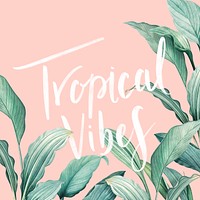 Tropical vibes on a pastel pink background illustration
