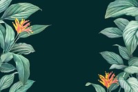 Hand drawn tropical leaves on a dark green background