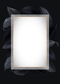 Golden frame on a black leafy background illustration