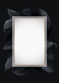 Golden frame on a black leafy background vector