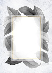 Golden frame on a gray leafy background illustration